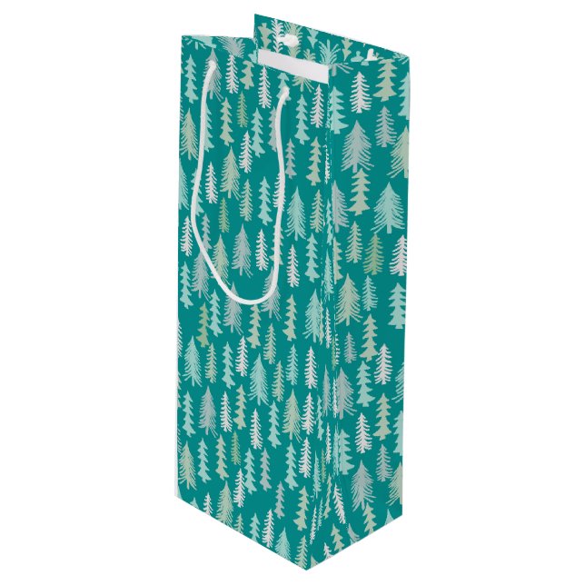 Handmålad Julgranar Aqua White Blue Teal (Framsidan Vinklad)