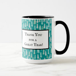 Handmålad Julgranar Aqua White Blue Teal Mugg