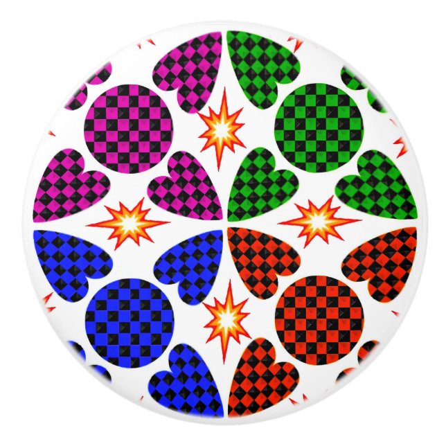 Handmålad keramisk knopp - konstnärligt skåp Drag (Framsidan)