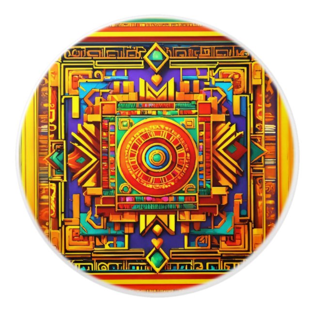 Handmålad keramisk knopp - konstnärligt skåp Drag (Framsidan)