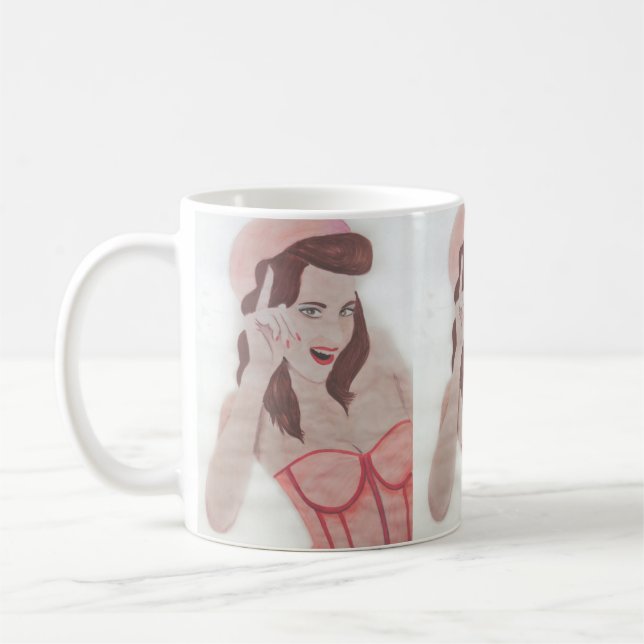 Handmålad konst Rosa Dam Kaffe Mugg Kopp (Vänster)