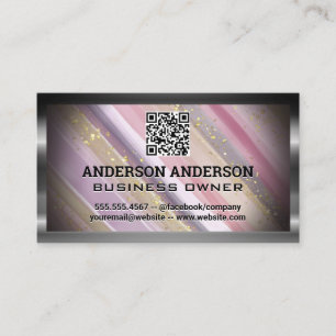 Handmålad konstnärlig Flingor i Guld QR-kod Visitkort