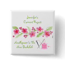 Handmålad Körsbärsblomning Needlepoint Fyrkant