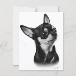 Handmålad korthårig chihuahua hund konstverk vykort