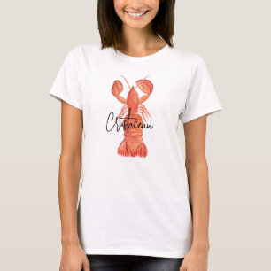 Handmålad kräfta kräftdjur Hummer T Shirt