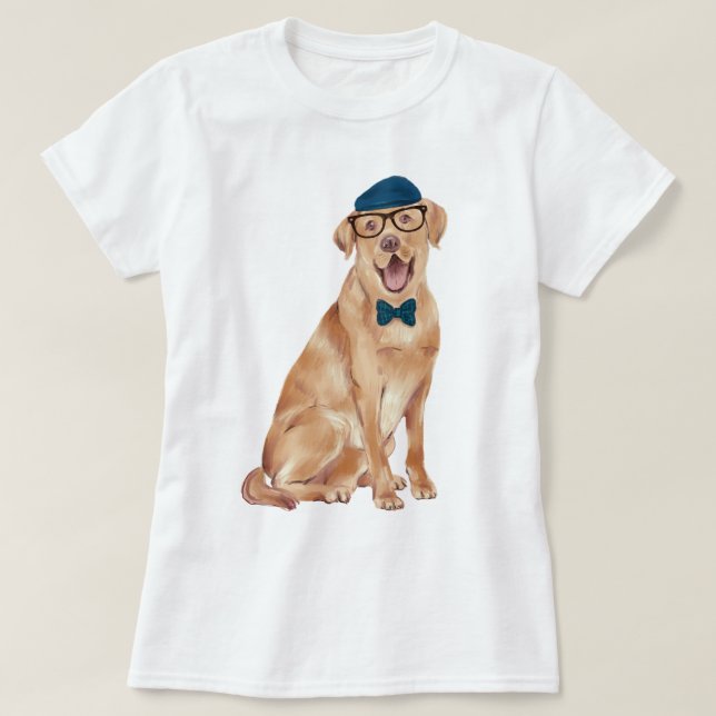 Handmålad Labrador Hund T-shirt (Design framsida)