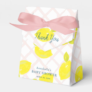 Handmålad Lemon Rosa Baby Shower Tack Presentaskar