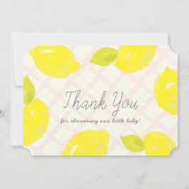 Handmålad Lemon Rosa Checks Baby Shower Tack Kort