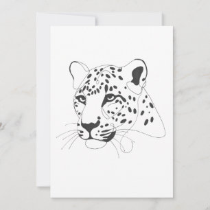 Handmålad leopard Minimalist Line Art Inbjudningar