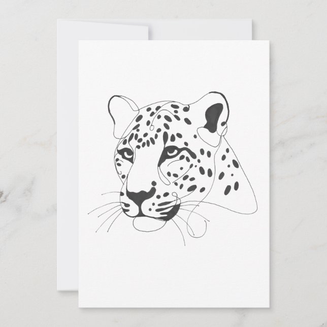 Handmålad leopard Minimalist Line Art Inbjudningar (Framsida)