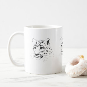 Handmålad leopard Minimalist Line Art Kaffemugg