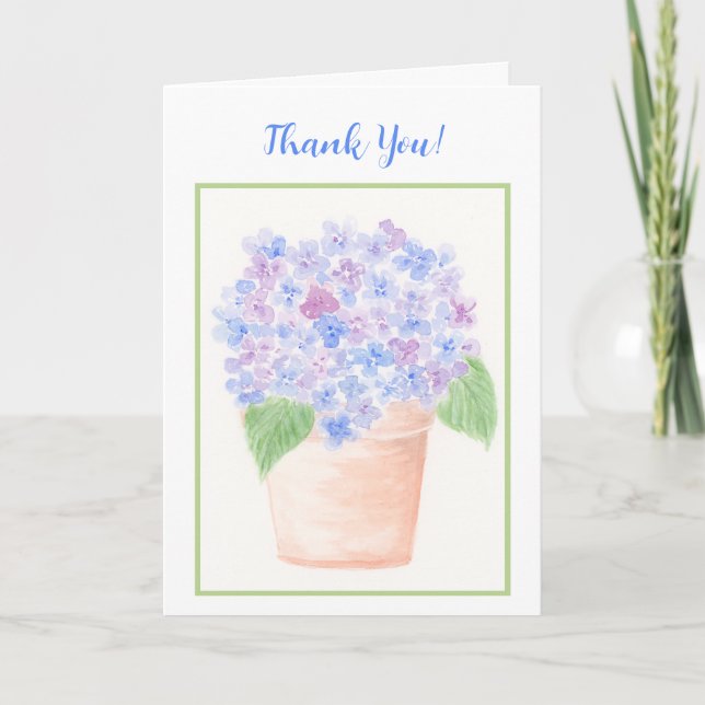 Handmålad lös vattenfärg Hydrangea-Blommigt Tack Kort (Framsida)