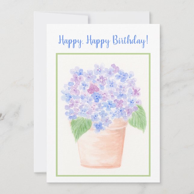 Handmålad lös vattenfärg Hydrangea-Blommigt Tack Kort (Framsida)
