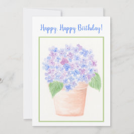 Handmålad lös vattenfärg Hydrangea-Blommigt Tack Kort