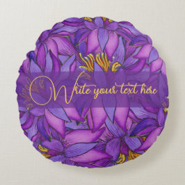 Handmålad Lotus Flower Rund Kudde