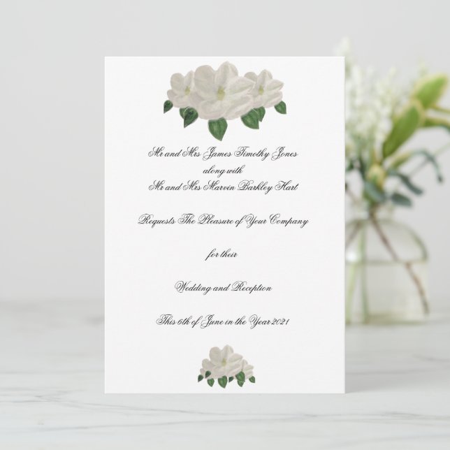 Handmålad Magnolia Magnolior Bröllop Inbjudningar (Stående Fram)