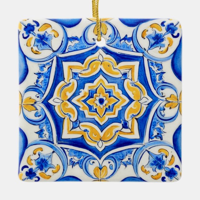 Handmålad Majolica-mönster Julgransprydnad Keramik (Framsida)
