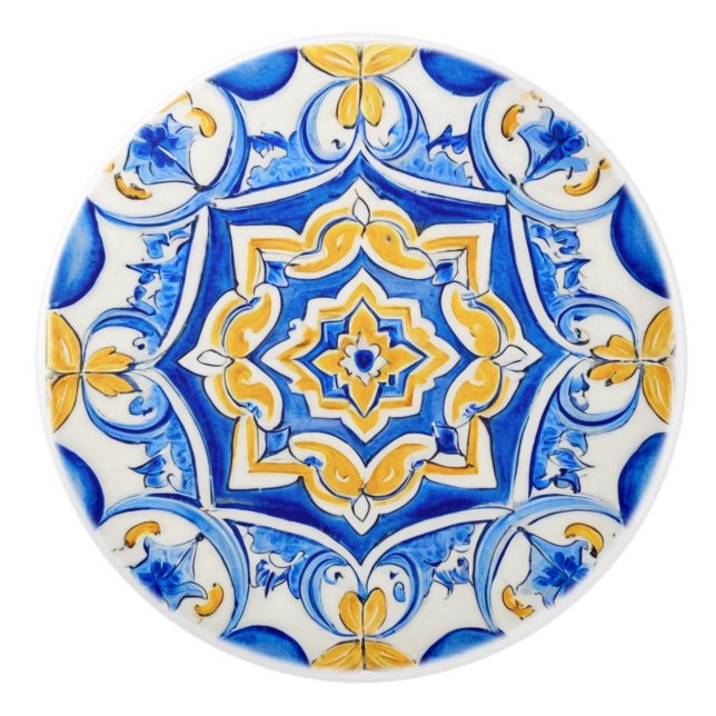 Handmålad Majolica-mönster Knopp (Framsidan)