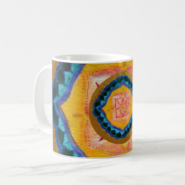 Handmålad mandala 325 ml Classic White Mugg (Framsida vänster)