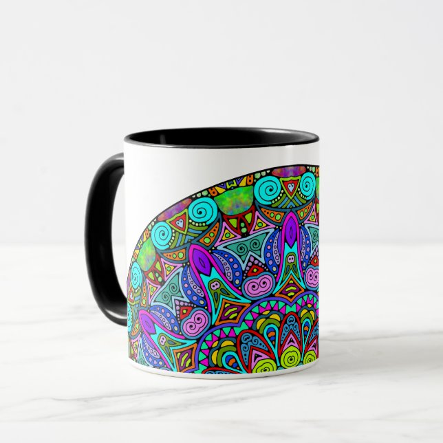 Handmålad Mandala Urkiva 4 Mugg (Framsida vänster)