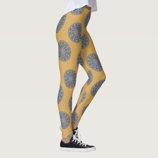 Handmålad Mandala Urtsiffer 3 Leggings (Höger)