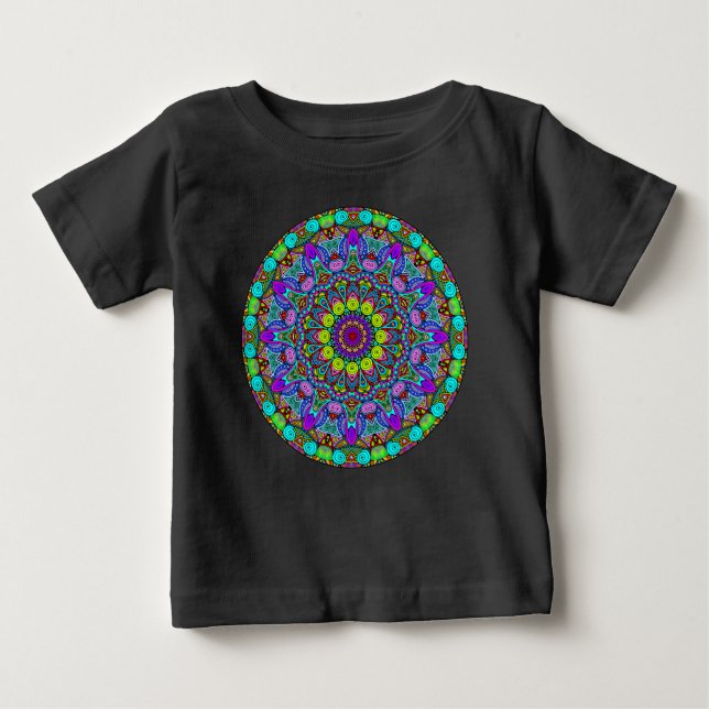 Handmålad Mandala Urtskiva 4 T Shirt (Framsida)