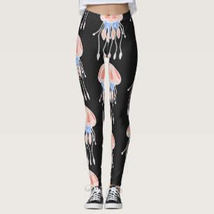 Handmålad maneter, pulserande vintage mönster. leggings