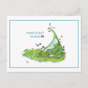 Handmålad Nantucket-ö Vykort