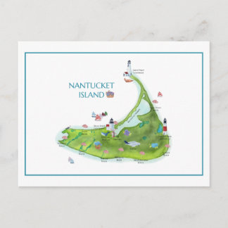 Handmålad Nantucket-ö Vykort