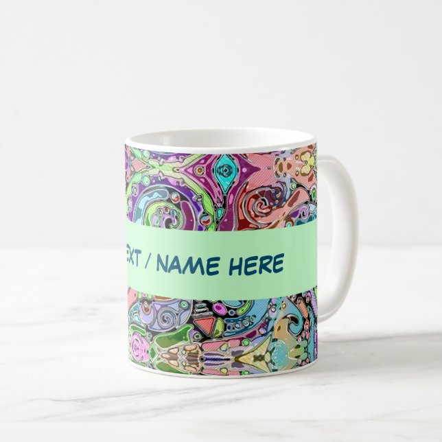 Handmålad och digitalt målad Mönster art 10 Kaffemugg (Framsida höger)