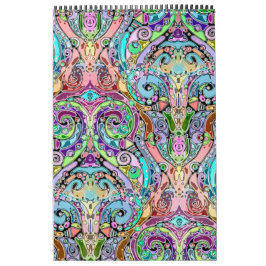 Handmålad och digitalt målad Mönster art 10 Kalender