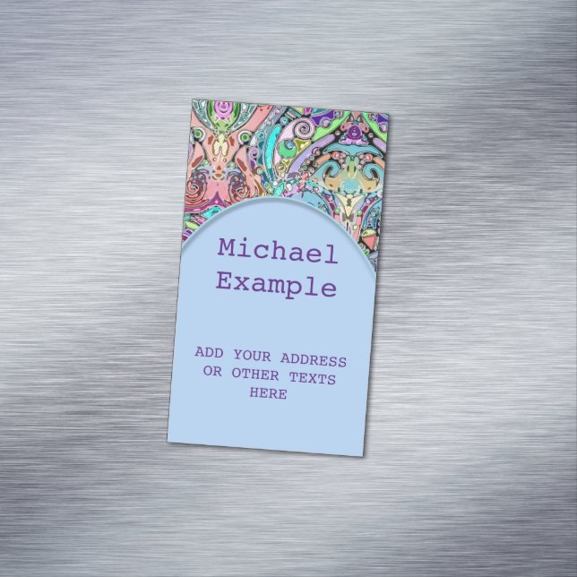 Handmålad och digitalt målad Mönster art 10 Magnetiska Visitkort (In Situ)