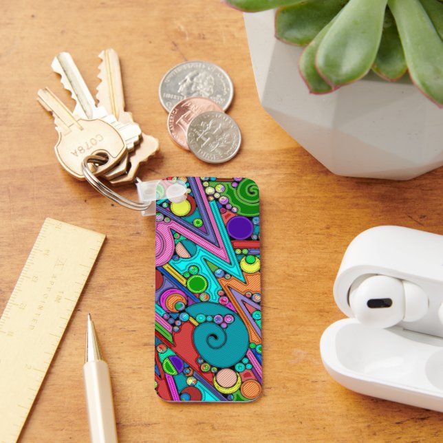 Handmålad och digitalt målad Mönster art 12 Nyckelring (Skrivbord)