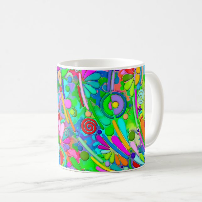 Handmålad och digitalt målad Mönster art 18 Kaffemugg (Framsida höger)