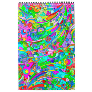 Handmålad och digitalt målad Mönster art 18 Kalender