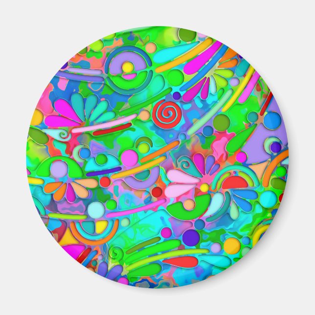 Handmålad och digitalt målad Mönster art 18 Magnet (Framsidan)