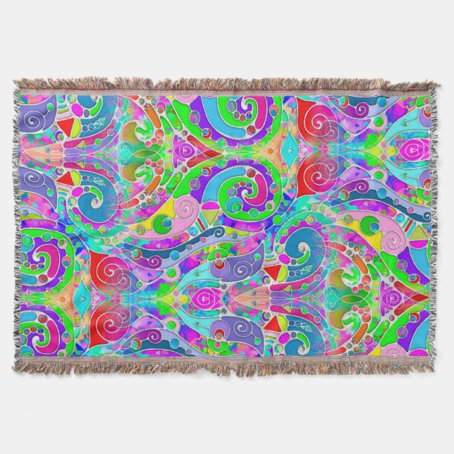 Handmålad och digitalt målad Mönster Art 22 Filt (Framsidan)