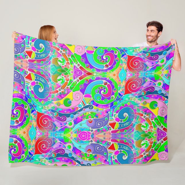 Handmålad och digitalt målad Mönster Art 22 Fleecefilt (På plats)