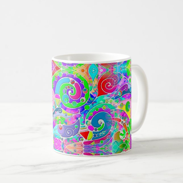 Handmålad och digitalt målad Mönster Art 22 Kaffemugg (Framsida höger)