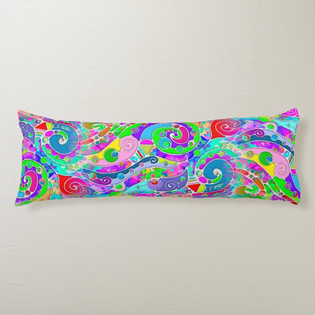 Handmålad och digitalt målad Mönster Art 22 Kroppskudde (Framsidan)