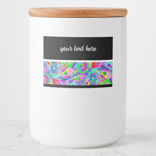 Handmålad och digitalt målad Mönster Art 22 Mat Etiketter (Framsida)