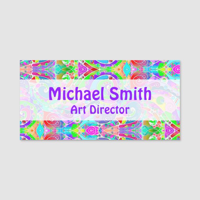 Handmålad och digitalt målad Mönster Art 22 Namnbricka (Framsida)