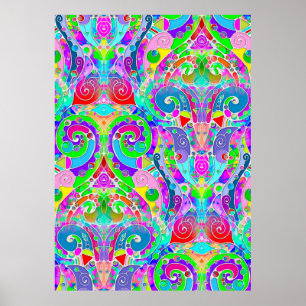 Handmålad och digitalt målad Mönster Art 22 Poster