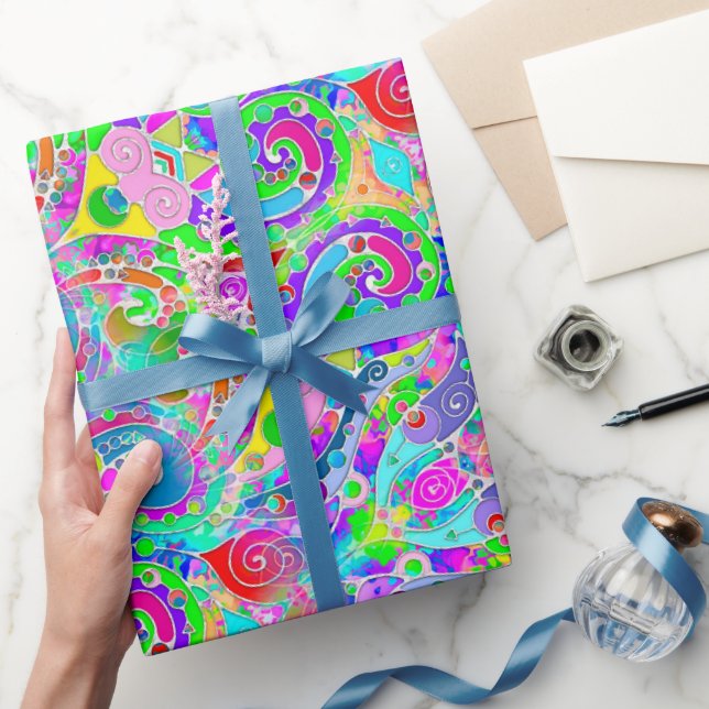 Handmålad och digitalt målad Mönster Art 22 Presentpapper (Gifting)