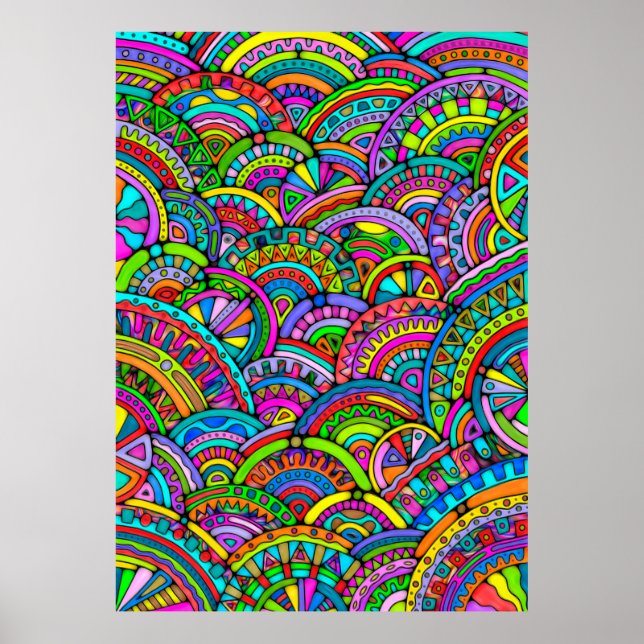 Handmålad och digitalt målad Mönster art 27 Poster (Framsidan)