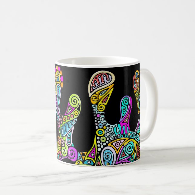 Handmålad och digitalt målad Mönster art 28 Kaffemugg (Framsida höger)