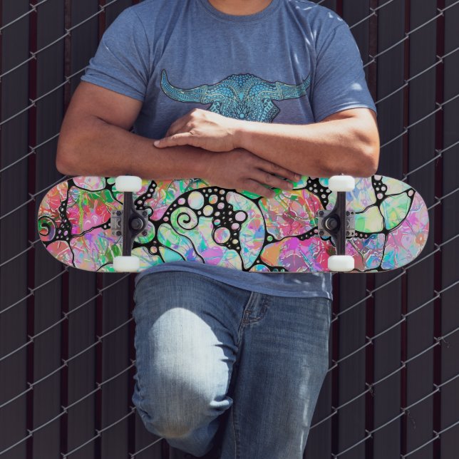 Handmålad och digitalt målad Mönster art 31 Mini Skateboard Bräda 18,5 Cm (Utomhus 3)