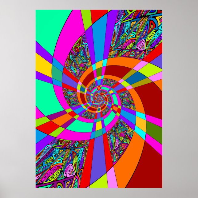 Handmålad och digitalt målad Mönster Art 3 Poster (Framsidan)