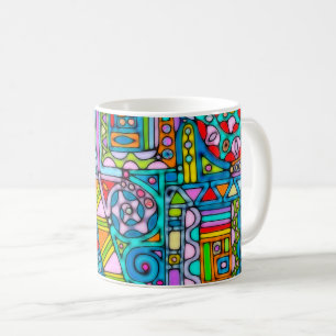 Handmålad och digitalt målad Mönster art 53 Kaffemugg