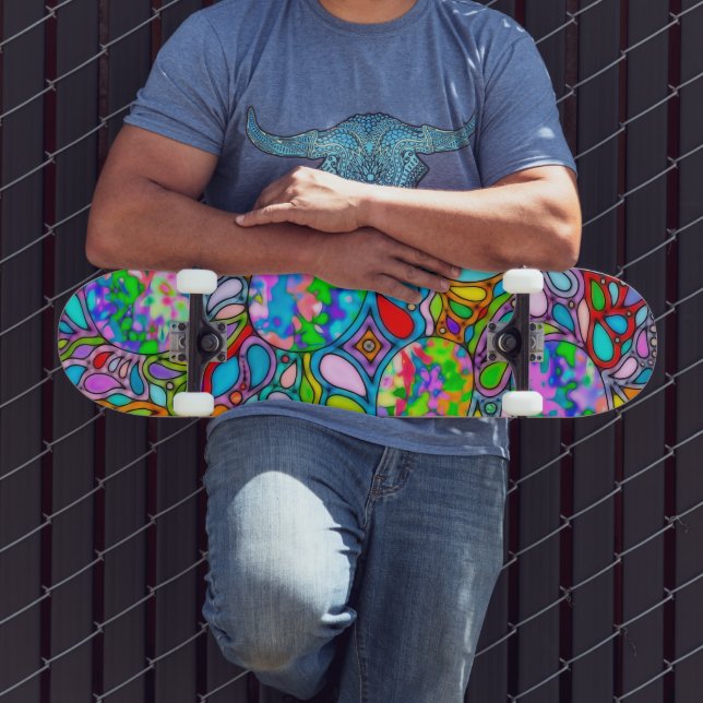 Handmålad och digitalt målad Mönster art 54 Mini Skateboard Bräda 18,5 Cm (Utomhus 3)